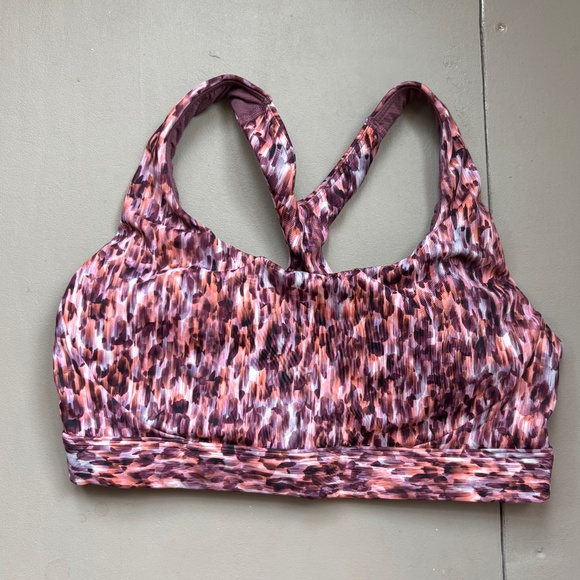 EUC Athleta Ultimate Sports Bra S Flare Abstract Maroon Pink Mauve - Picture 3 of 7